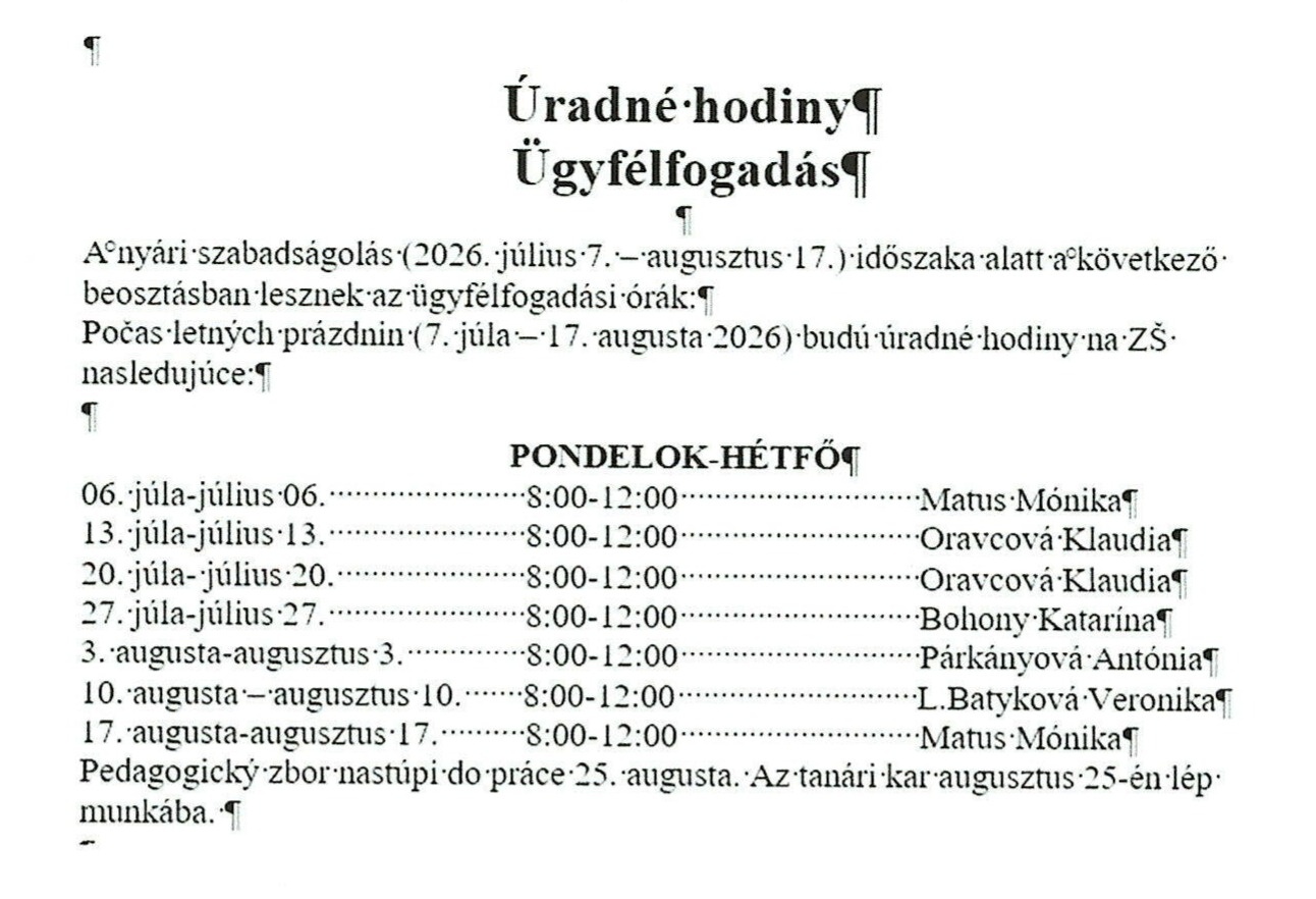 NYÁRI ÜGYELETEK - Képek 1