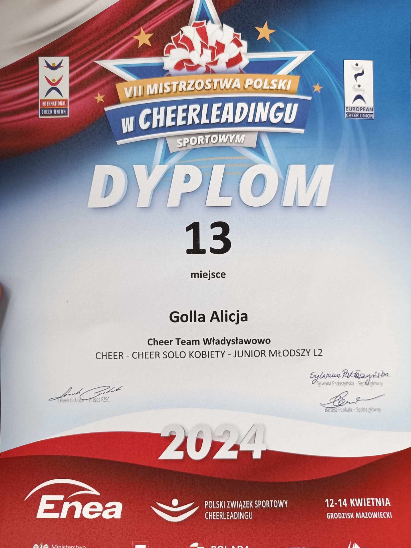 Udział naszej uczennicy w Mistrzostwach Polski w Cheerleadingu Sportowym - Obrazek 1