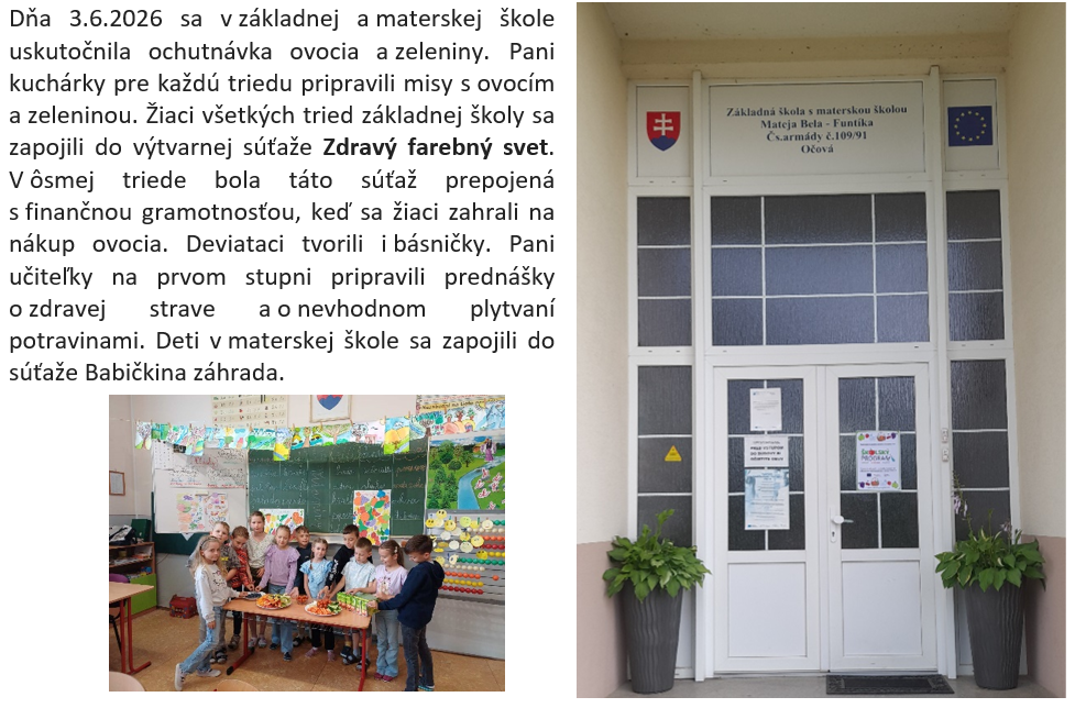 Školský program - ochutnávka ovocia a zeleniny - Obrázok 1