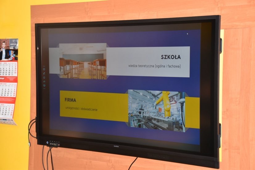 Oferta dualnych klas branżowych wyświetlana na monitorze interaktywnym