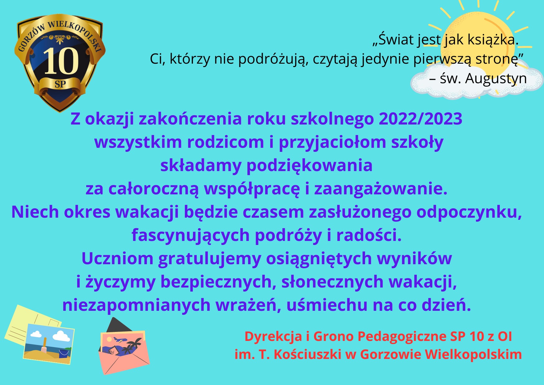 Życzenia na zakończenie roku szkolnego 2022/2023 - Obrazek 1
