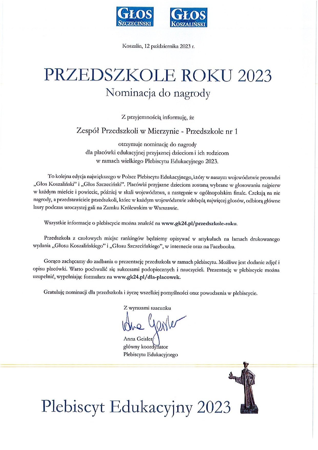 Nominacje w Plebiscycie Edukacyjnym 2023 - Obrazek 1